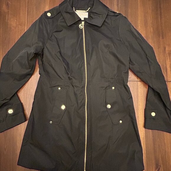 Michael Kors Women's Anorak Black Jacket Raincoat Full Zip Black Size Small - Picture 12 of 16